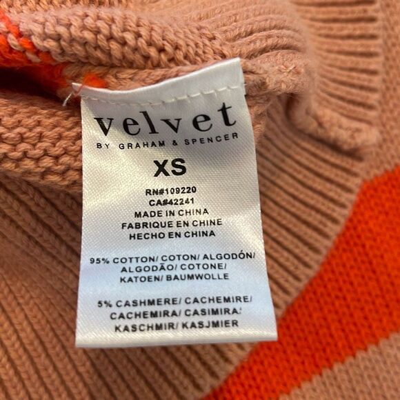Velvet‎ by Graham & Spencer Women's Lucie Sweater Striped Size XS pink/flame - Picture 8 of 10